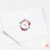 Monogram Roze Pioenen Classic Ronde Sticker (Envelop)