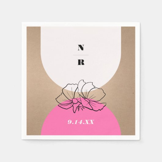 Monogram roze pleister servet (Voorkant)