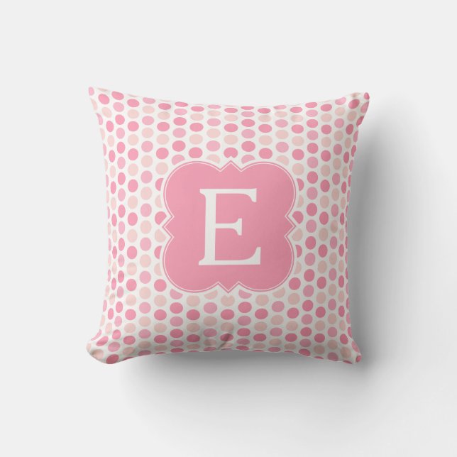 Monogram roze poka Dots to ss Pillow Kussen (Voorkant)