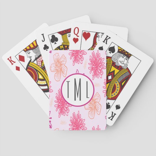 Monogram roze pokerkaarten (Achterkant)