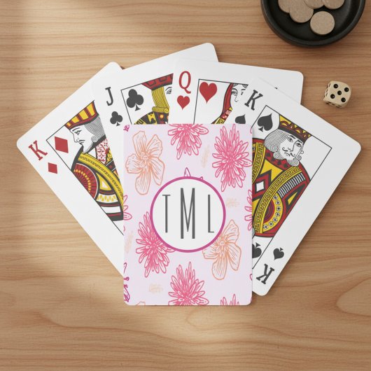 Monogram roze pokerkaarten