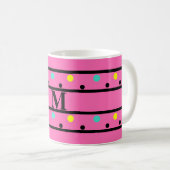 Monogram roze poladots koffiemok (Voorkant rechts)
