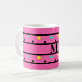 Monogram roze poladots koffiemok (Voorkant links)