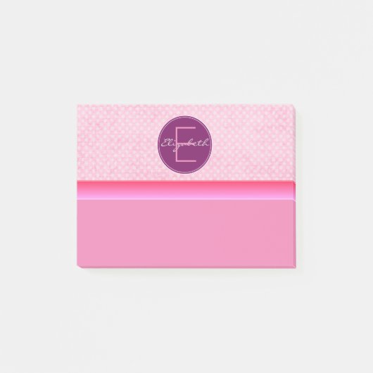 Monogram roze poladots post-it® notes (Voorkant)