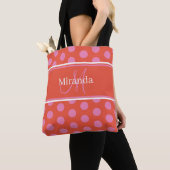 Monogram roze poladots tote bag (Dichtbij)