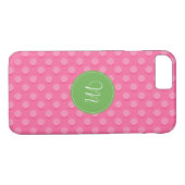 Monogram roze polaire dots Pattern iPhone Case (Achterkant (Horizontaal))