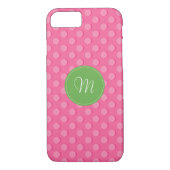Monogram roze polaire dots Pattern iPhone Case (Achterkant)