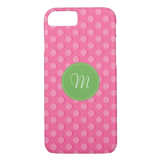 Monogram roze polaire dots Pattern iPhone Case (Achterkant)