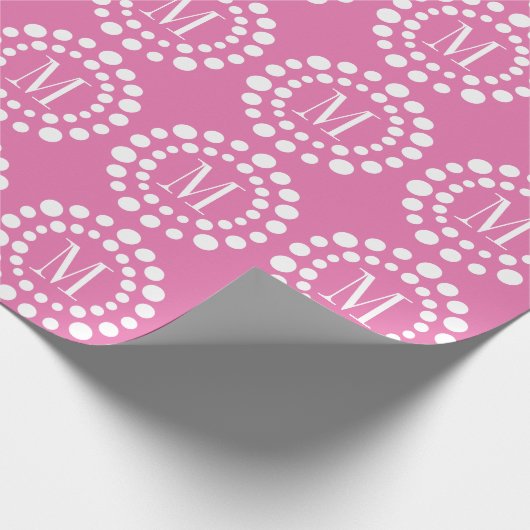 Monogram roze - Polka Dots Wrapping Paper Cadeaupapier (Hoek)