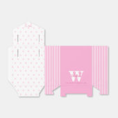 Monogram roze pols Dots Stripes Bedankdoosjes (Uitgevouwen)