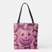Monogram roze pompoen Halloween Tote Bag (Achterkant)