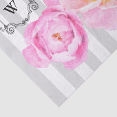 Monogram roze pony's en grijze stripes tissuepapier (Detail)