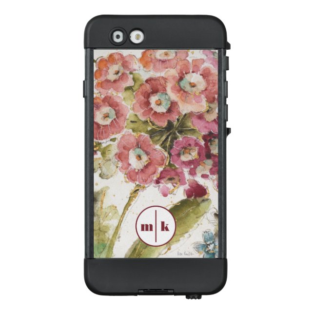 Monogram | Roze primrose LifeProof iPhone Hoesje (Achterkant)