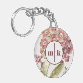Monogram | Roze primrose Sleutelhanger (Voorkant Links)