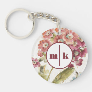 Monogram   Roze primrose Sleutelhanger