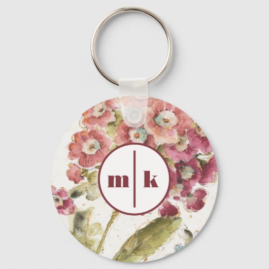 Monogram | Roze primrose Sleutelhanger (Voorkant)