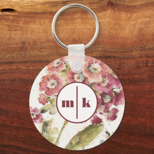 Monogram | Roze primrose Sleutelhanger (Voorkant)