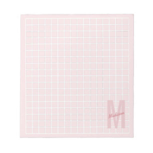 Monogram roze rasterpatroon met grijze vlek notitieblok