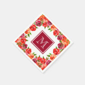 Monogram roze rode Oranje bloemen Servet (Hoek)