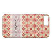 Monogram roze rood geo tribaal diamantpatroon Case-Mate iPhone case (Achterkant (Horizontaal))