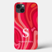 Monogram Roze Rood Patroon Case-Mate iPhone Case (Achterkant)