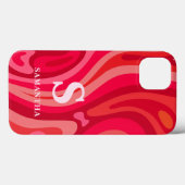 Monogram Roze Rood Patroon Case-Mate iPhone Case (Achterkant (horizontaal))