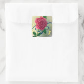 Monogram Roze Roos Blauwe Lint Waterverf Stickers (Tas)
