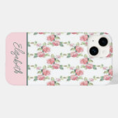Monogram Roze Roos Bloemige Groene Bloemen Case-Mate iPhone Case (Achterkant (horizontaal))