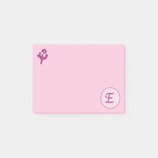 Monogram Roze Roos E Post-it® Notes (Voorkant)