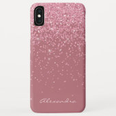 Monogram Roze - Roos Goud en Glitter Achtergrond Case-Mate iPhone Case (Achterkant)