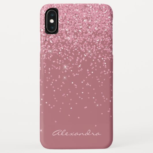 Monogram Roze - Roos Goud en Glitter Achtergrond Case-Mate iPhone Case (Achterkant)