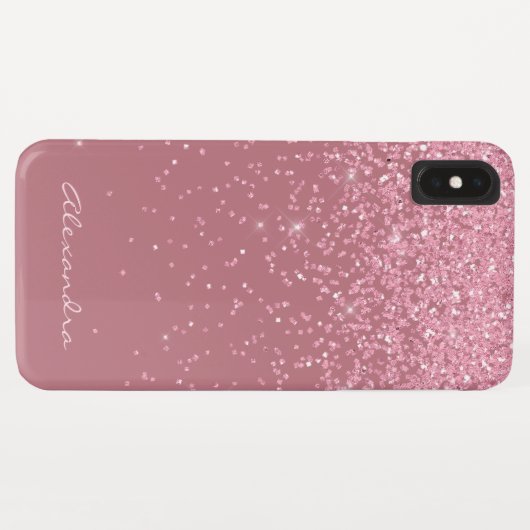 Monogram Roze - Roos Goud en Glitter Achtergrond Case-Mate iPhone Case (Achterkant (horizontaal))