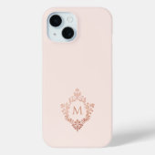 Monogram Roze Roos Gouden Crest  Elegant Case-Mate iPhone Case (Achterkant)
