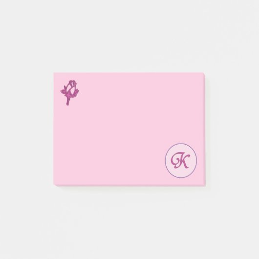 Monogram Roze Roos K Post-it® Notes (Voorkant)