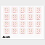 Monogram Roze Roos Van De Bibliotheek van Ex-Libri Vierkante Sticker (Vel)