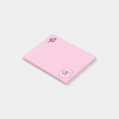 Monogram Roze Roos X Post-it® Notes (Schuin)