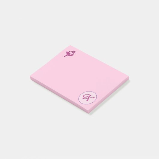 Monogram Roze Roos X Post-it® Notes (Schuin)
