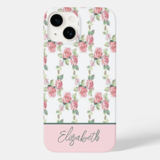 Monogram Roze Rose Bloemen Bloemen Case-Mate iPhone Case (Achterkant)