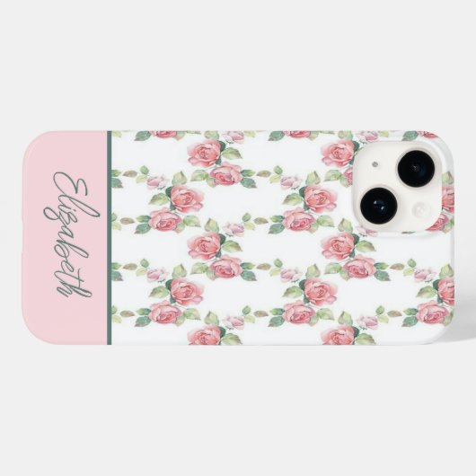 Monogram Roze Rose Bloemen Bloemen Case-Mate iPhone Case (Achterkant (horizontaal))