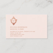 Monogram Roze Rose Gold Crest Initiaal Elegant Visitekaartje (Achterkant)