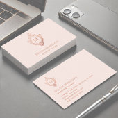 Monogram Roze Rose Gold Crest Initiaal Elegant Visitekaartje