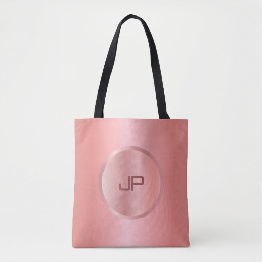 Monogram roze Rose Gold Modern Sjabloon Trendy Tote Bag (Voorkant)