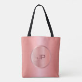 Monogram roze Rose Gold Modern Sjabloon Trendy Tote Bag (Achterkant)