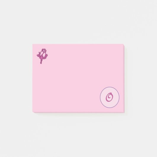 Monogram Roze Rose O Post-it® Notes (Voorkant)