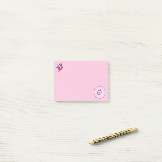 Monogram Roze Rose O Post-it® Notes (Op bureau)