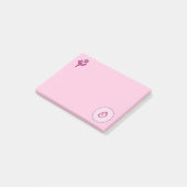 Monogram Roze Rose O Post-it® Notes (Schuin)
