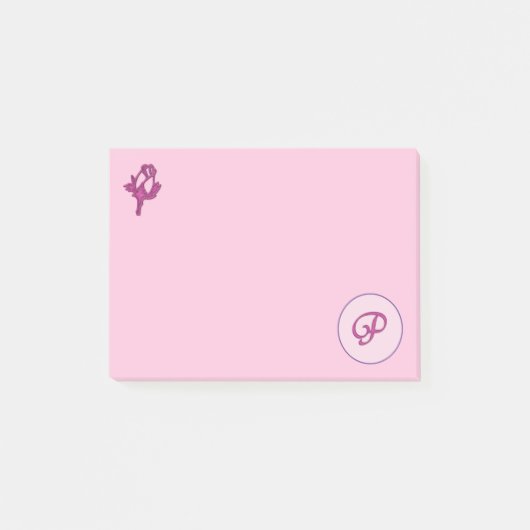 Monogram Roze Rose P Post-it® Notes (Voorkant)