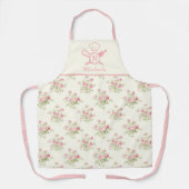 Monogram Roze Roze Bloemige Waterverf Schort (Voorkant)