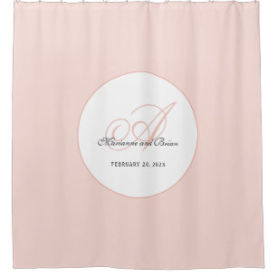 Monogram Roze Roze en Wit Douchegordijn