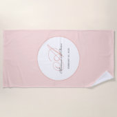 Monogram Roze Roze en Wit Strandlaken (Voorkant)